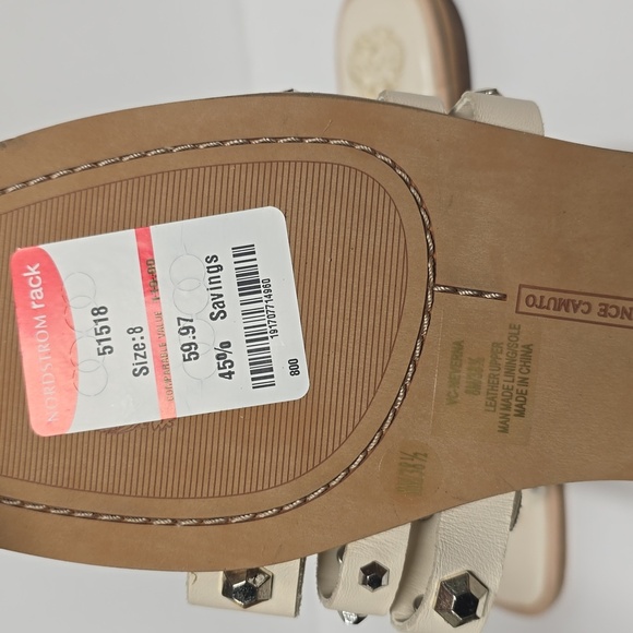 NWT Vince Camuto Cream Studded‎ Sandals with Lattice Design Size 8 - Picture 2 of 2